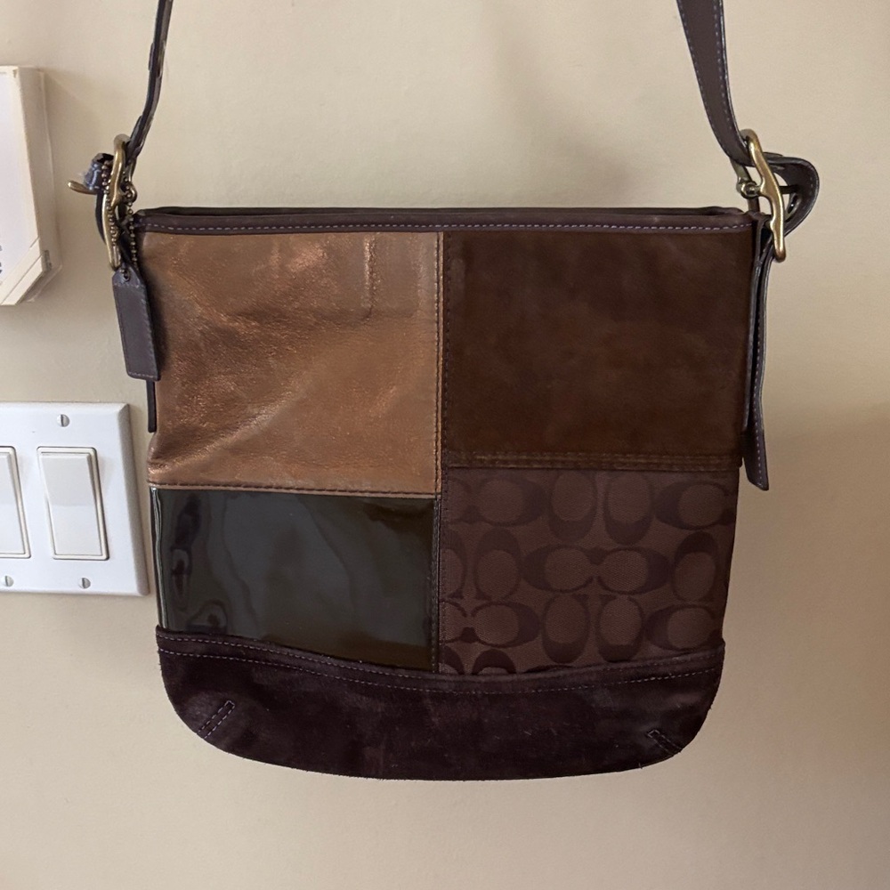 Coach Brown Patchwork Messenger Bag - image 1